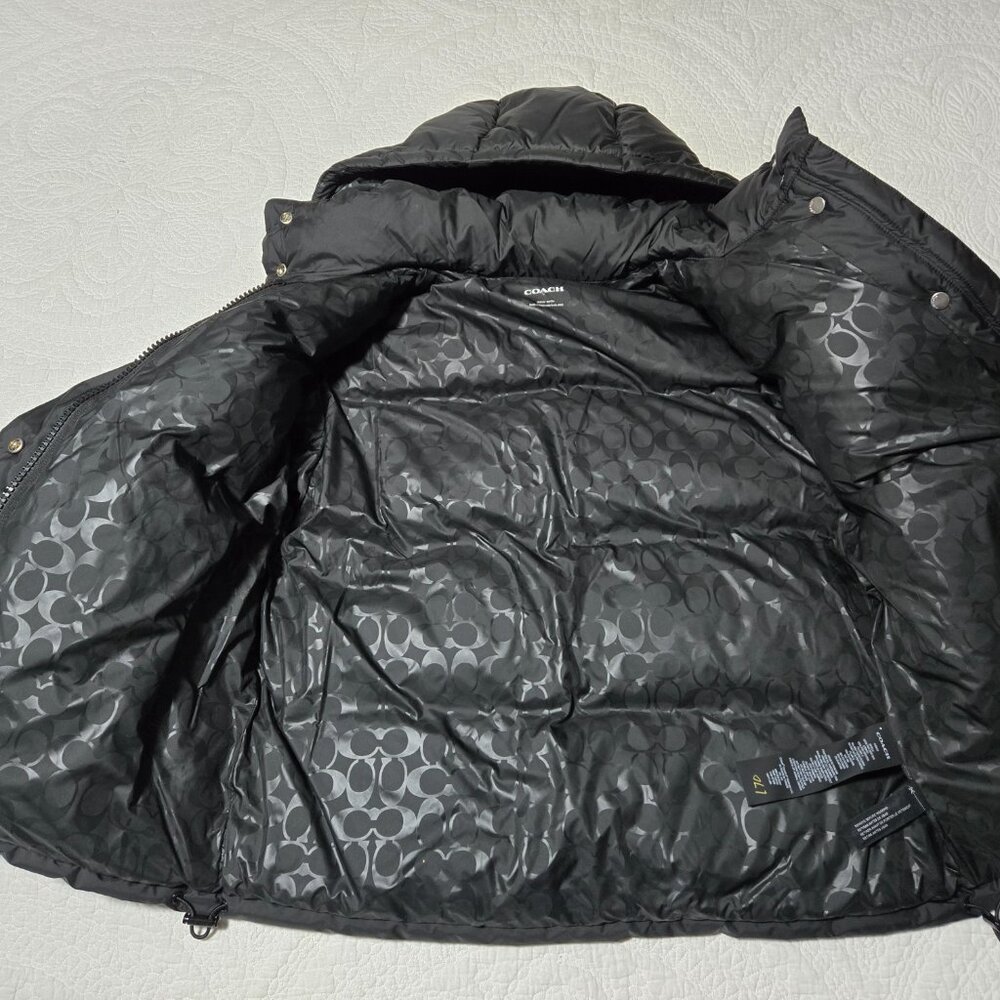 COACH Down Puffer Hooded Coat ~ Women’s ~ Medium ~ Black - Picture 13 of 16